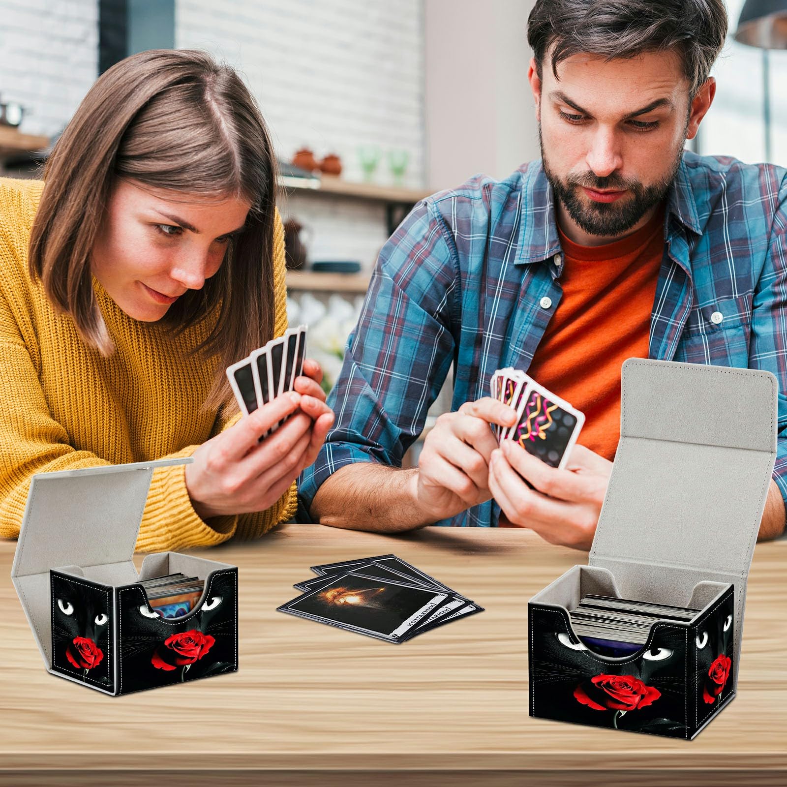 Amazon.com: HEAKIERG Black Cat Rose Card Deck Box Organizer, 100+